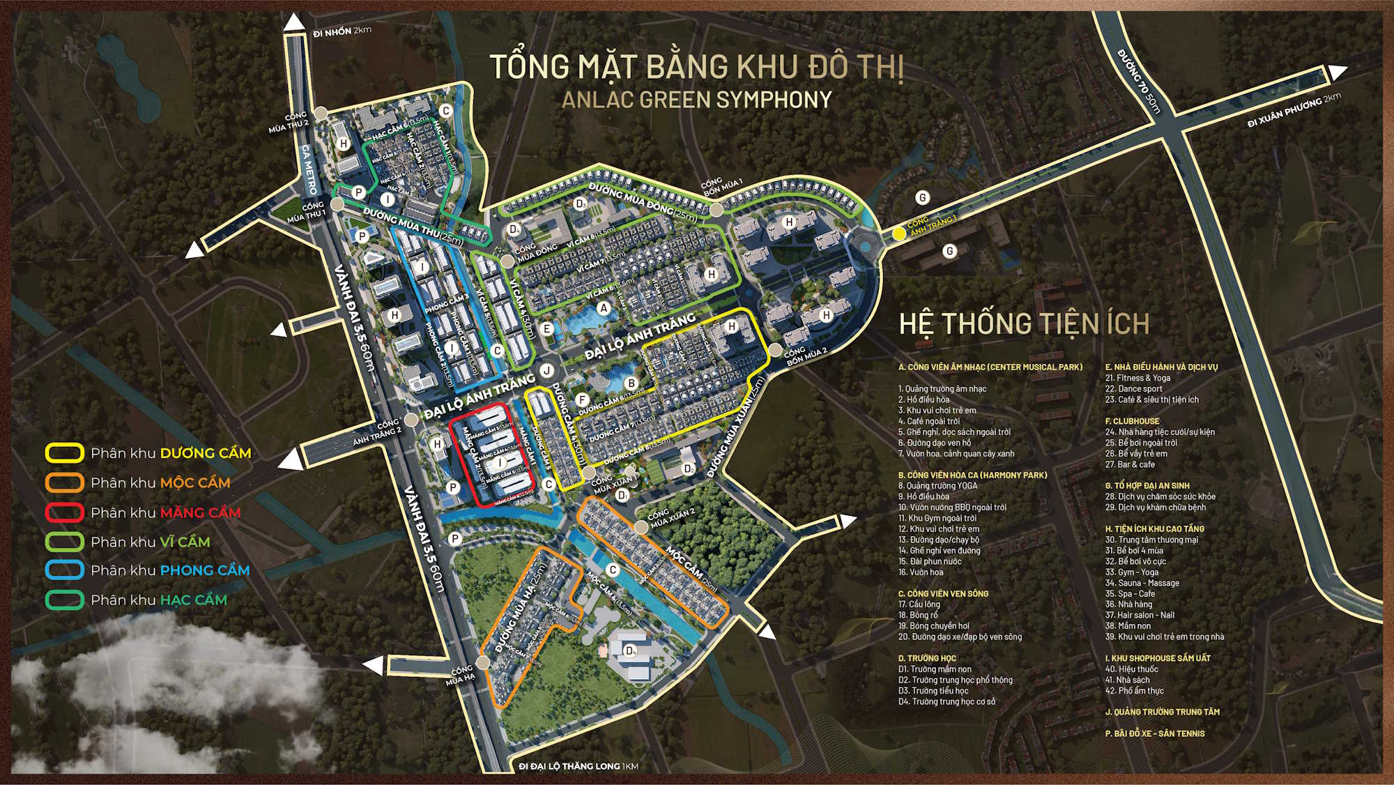 Tổng mặt bằng tiện ích An Lạc Green Symphony