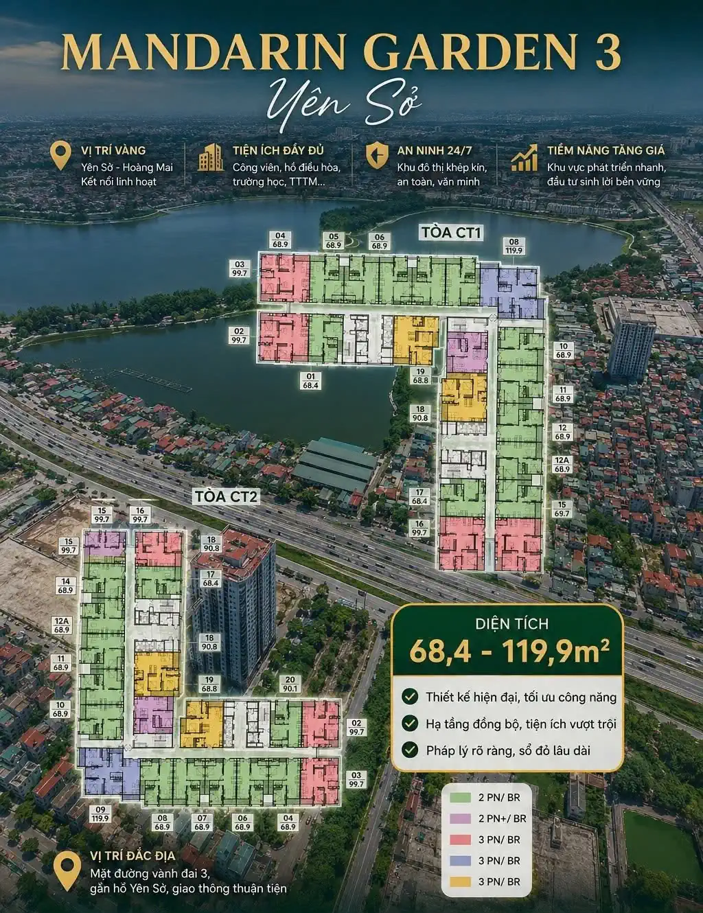 Vị trí dự án Mandarin Garden 3 từ trên cao. 